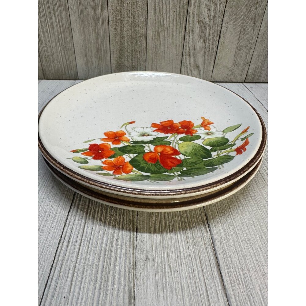 Vtg Ranmaru Asian Song Salad Plates Ceramate Stoneware 3930 JAPAN - Set of 2 - Picture 3 of 9